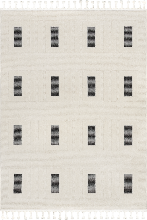 Geometric Grey Tassel Area Rug 160x230 cm