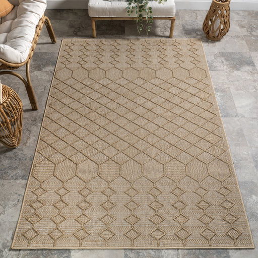 Geometric Indoor Outdoor Rug in Dark Beige for Stylish Spaces