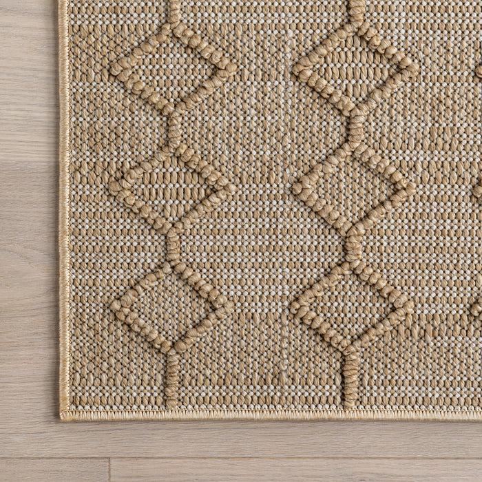 Geometric Indoor Outdoor Rug in Dark Beige for Stylish Spaces