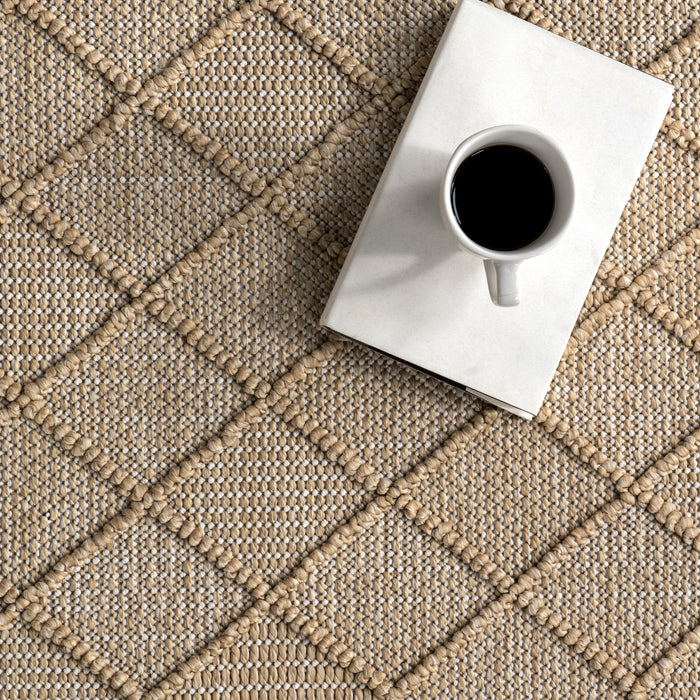 Geometric Indoor Outdoor Rug in Dark Beige for Stylish Spaces