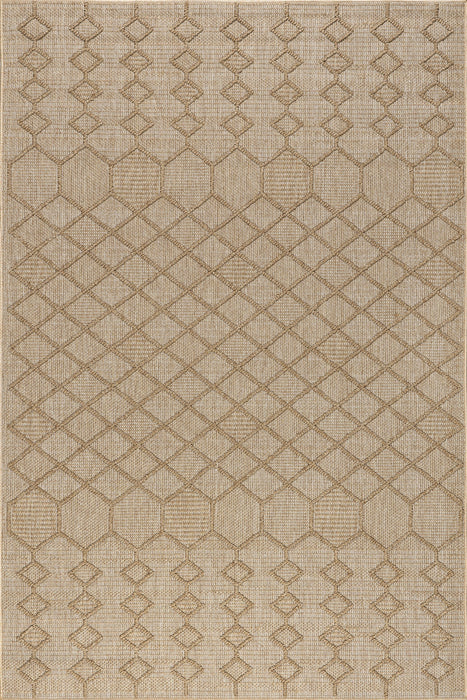 Geometric Indoor Outdoor Rug in Dark Beige for Stylish Spaces