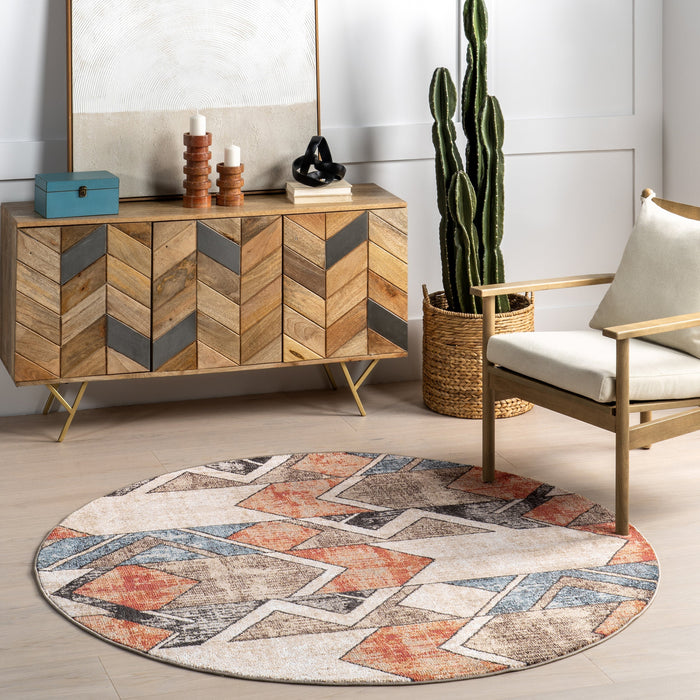 Geometric Ivory Area Rug for Home Decor