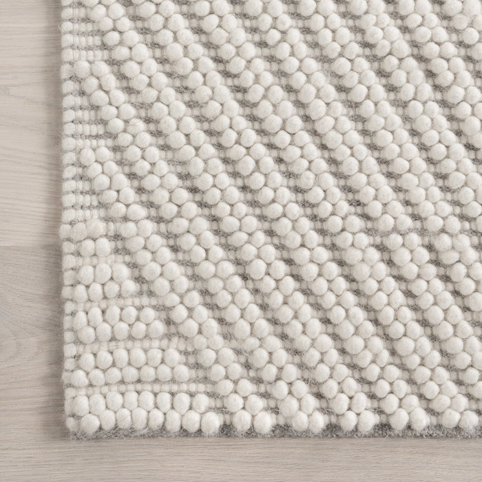 Geometric Ivory Wool Area Rug for Living Room or Bedroom