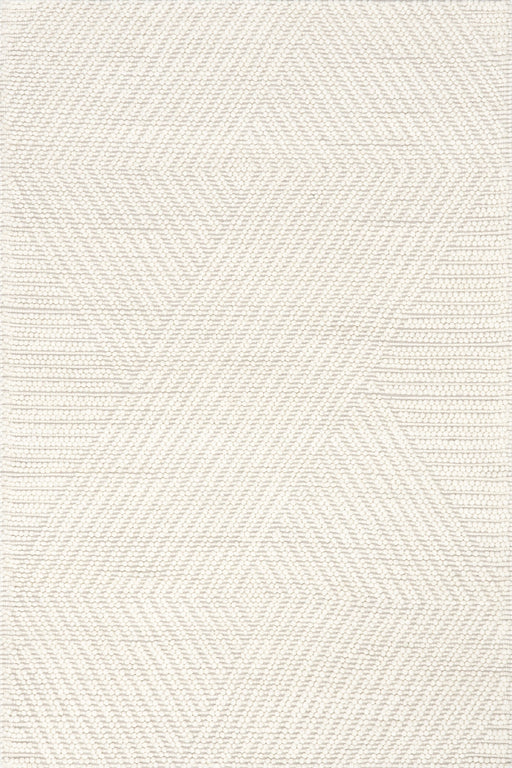 Geometric Ivory Wool Area Rug for Living Room or Bedroom