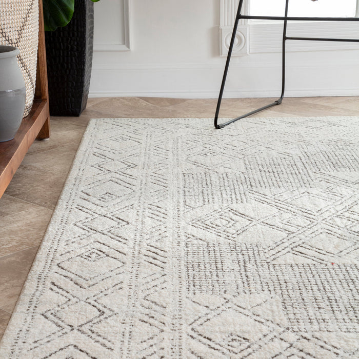 Geometric Pattern Area Rug 120x180 cm Beige