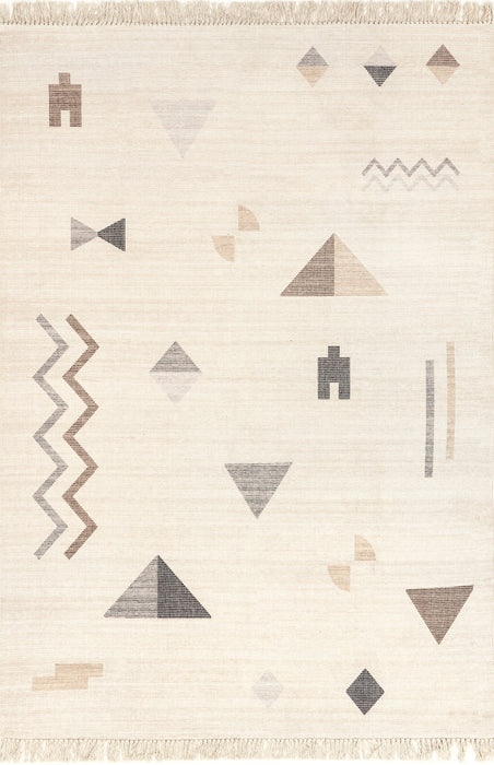 Geometric Pattern Area Rug 152 x 244 cm Ivory