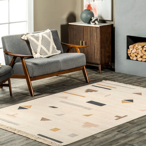 Geometric Pattern Ivory Area Rug for Modern Spaces