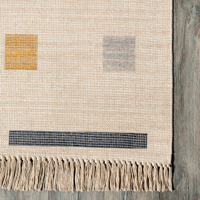 Geometric Pattern Ivory Area Rug for Modern Spaces