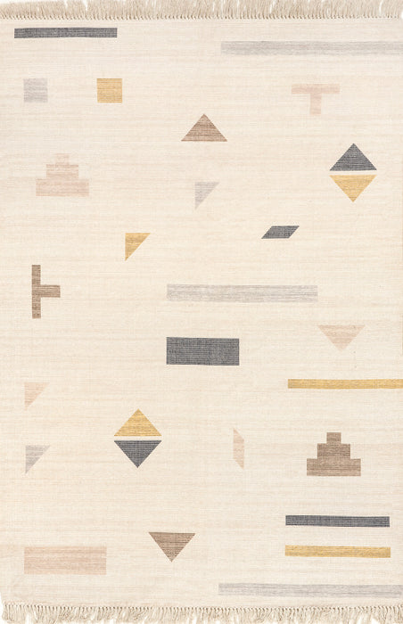 Geometric Pattern Ivory Area Rug for Modern Spaces