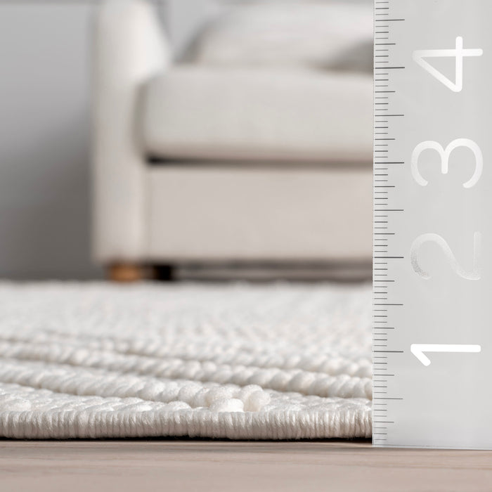 Geometric Pattern Tassel Area Rug Off White 160cm x 230cm