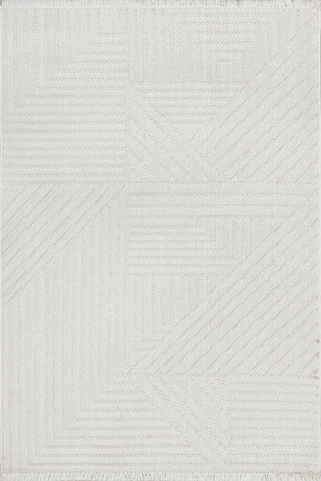 Geometric Pattern Tassel Area Rug Off White 160cm x 230cm