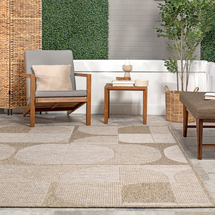 Geometric Tan Indoor Outdoor Rug 60x90 cm