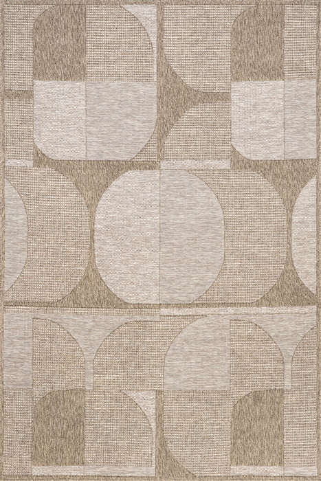 Geometric Tan Indoor Outdoor Rug 60x90 cm