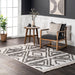 Geometric Textured Area Rug in Light Grey with Tassels