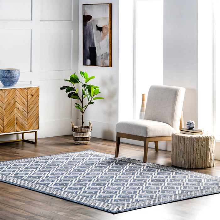 Geometric Trellis Area Rug in Blue Color 160x230 cm