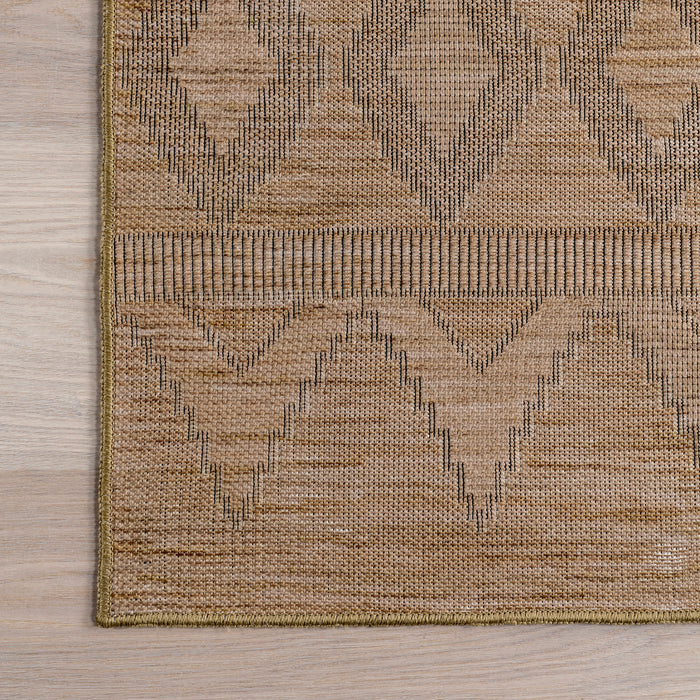 Geometric Washable Area Rug in Sand Color
