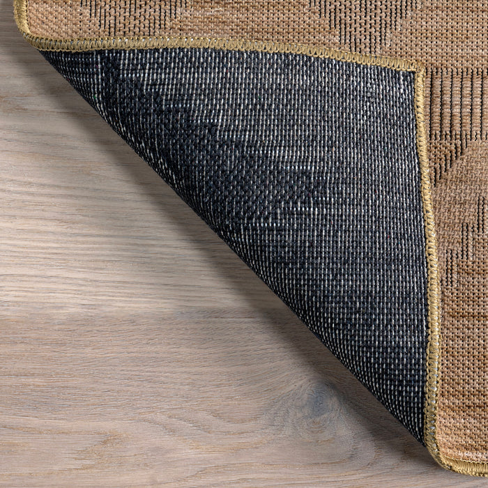 Geometric Washable Area Rug in Sand Color