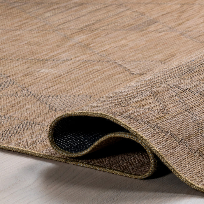 Geometric Washable Area Rug in Sand Color