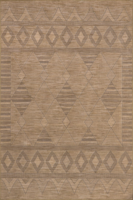 Geometric Washable Area Rug in Sand Color