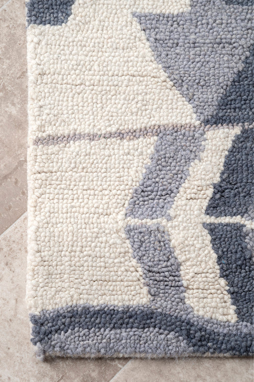 Geometric Wool Rug 140cm Grey