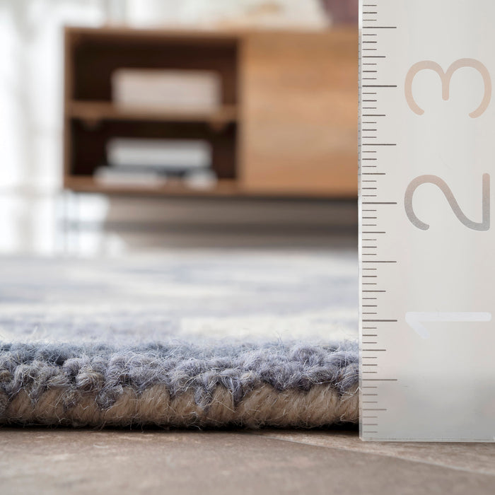 Geometric Wool Rug 140cm Grey