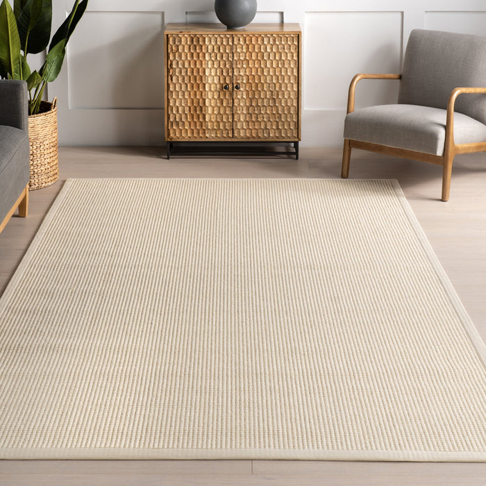 Tappeto geometrico in lana Sisal 160x230 cm Avorio