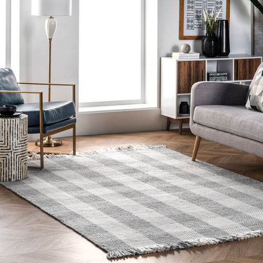 Gingham Flatweave Rug in Grey 120x180 cm