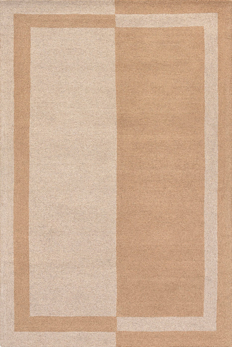 Tappeto Gino Beige In Lana Con Bordo Bicolore 120x180 cm