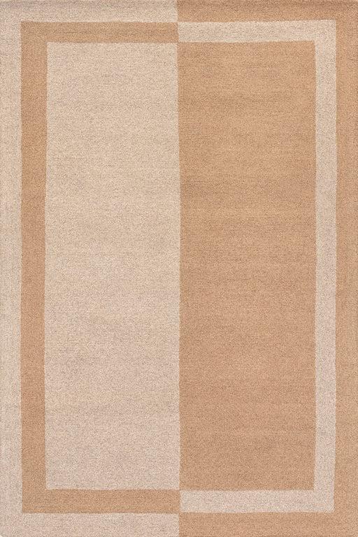 Tappeto Gino Beige In Lana Con Bordo Bicolore 120x180 cm