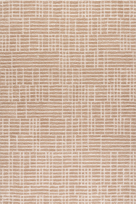Gio Beige Wool Area Rug with Simple Crosshatch Design