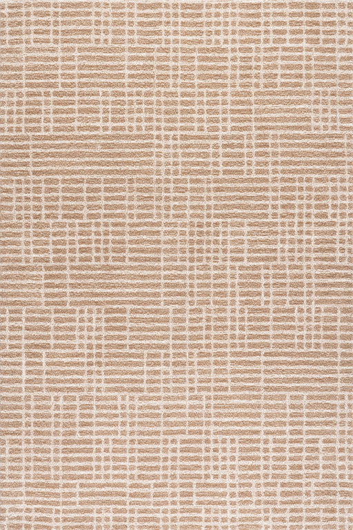 Gio Beige Wool Area Rug with Simple Crosshatch Design