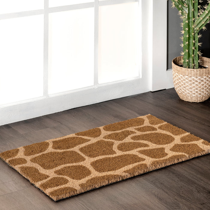 Giraffe Print Coir Doormat Natural Fiber 40x60 cm