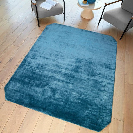 Glans moderne vanlig håndvevd myk berøring viskose skimmer flatweave teal teppe teppe