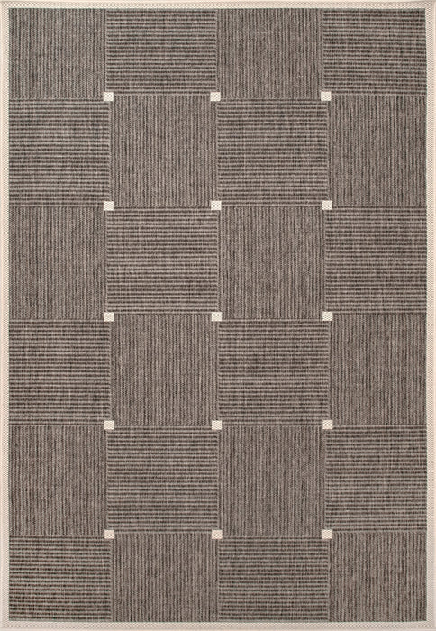 Glen Check Area Rug in Dark Grey for Indoor and Outdoor Use