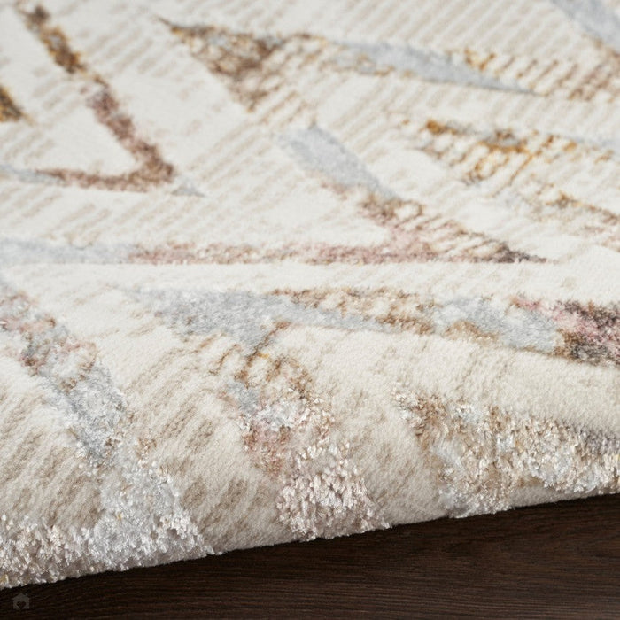 Glitz GLZ05 Moderni Geometrinen Chevron Distressed Metallic Shimmer Hi-Low Textured Pehmeä-Touch Polyesteri Beige/Norsunluu/Harmaa/Monivärinen Runner