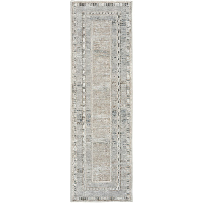 Glitz GLZ07 Modern Abstract Geometric Border Distressed Metallic Shimmer Hi-Low Textured soft-touch Polyester Ivory/Πολύχρωμο Runner