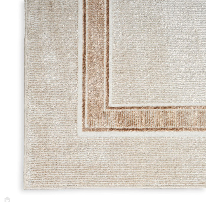 Glitz GLZ08 Modern Plain Ribbed Border Distressed Metallic Shimmer Hi-Low Textured Soft-Touch Polyester Ivory/Cream Rug