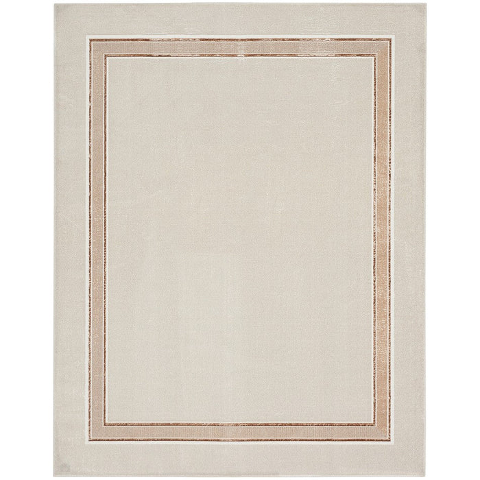 Glitz GLZ08 Modern Plain Ribbed Border Distressed Metallic Shimmer Hi-Low Textured Soft-Touch Polyester Ivory/Cream Rug