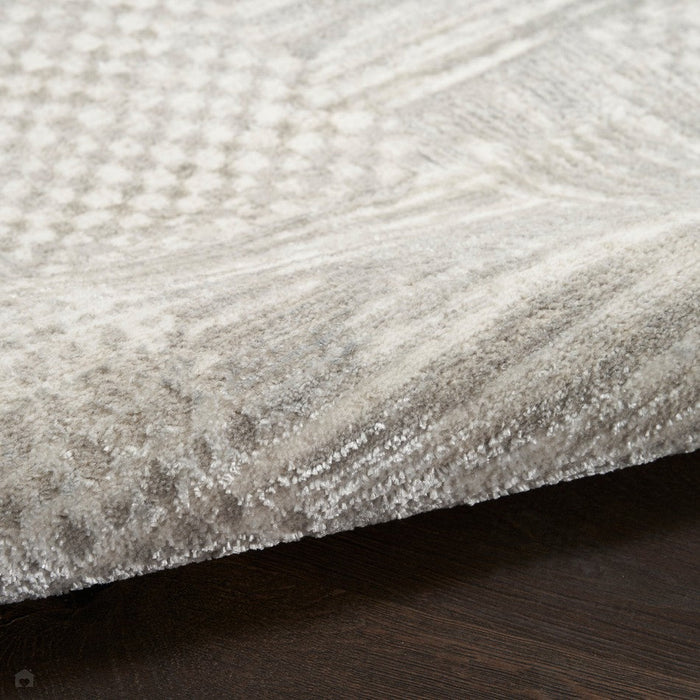 Glitz GLZ09 Modern Abstract Geometric Patchwork Distressed Metallic Shimmer Hi-Low Textured Soft-Touch Polyester Silver/Grey Runner