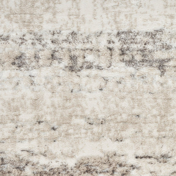 Glitz GLZ10 Modern Abstract Distressed Metallic Shimmer Hi-Low Textured Soft-Touch Polyester Cream/Grey Runner