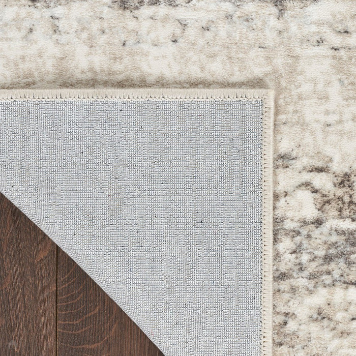 Glitz GLZ10 Modern Abstract Distressed Metallic Shimmer Hi-Low Textured Soft-Touch Polyester Cream/Grey Runner