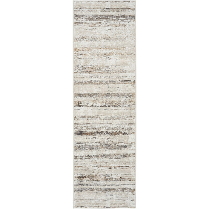 Glitz GLZ10 Modern Abstract Distressed Metallic Shimmer Hi-Low Textured Soft-Touch Polyester Cream/Grey Runner
