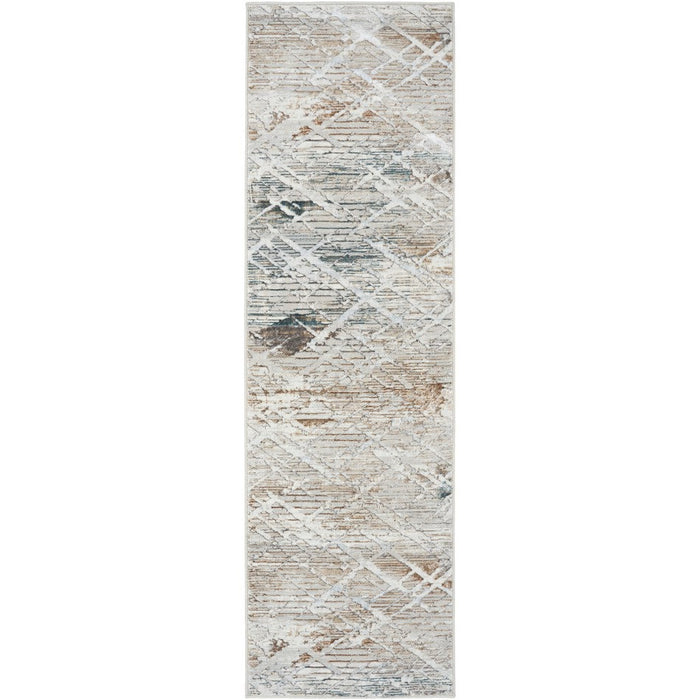 Tappeto Glitz GLZ11 Moderno Astratto Criss Cross Invecchiato Metallico Luccicante Hi-Low Texture Soft-Touch Poliestere Grigio/Multicolore Tappeto