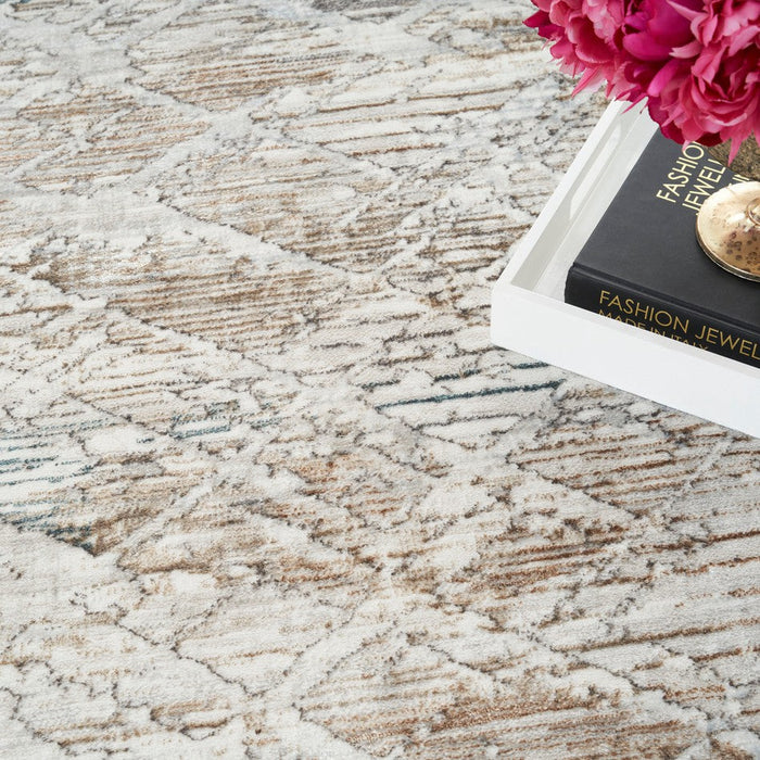 Glitz GLZ11 Modern Abstract Criss Cross Distressed Metallic Shimmer Hi-Low Textured Soft-Touch Polyester Grey/Multicolour Runner