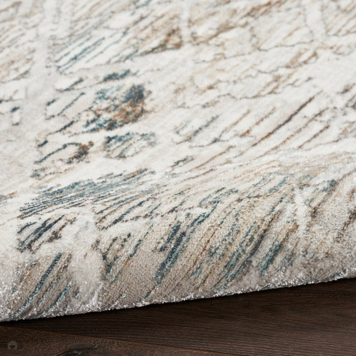 Glitz GLZ11 Modern Abstract Criss Cross Distressed Metallic Shimmer Hi-Low Textured Soft-Touch Polyester Grey/Multicolour Runner