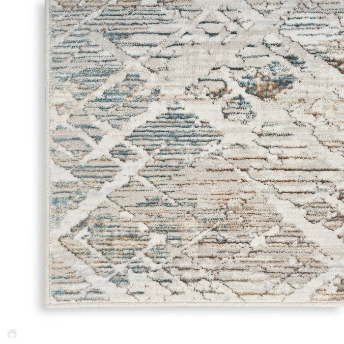Glitz GLZ11 Modern Abstract Criss Cross Distressed Metallic Shimmer Hi-Low Textured Soft-Touch Polyester Grey/Multicolour Runner