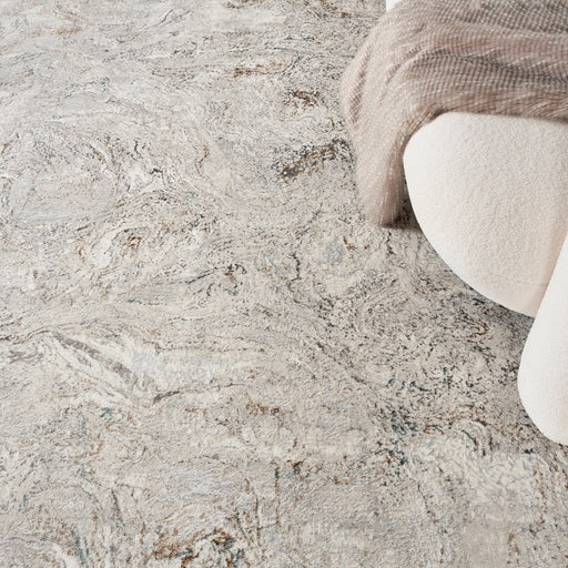 Glitz GLZ20 Modern Abstract Swirl Distressed Metallic Shimmer Hi-Low Textured Soft-Touch Polyester Grey/Multicolour Runner