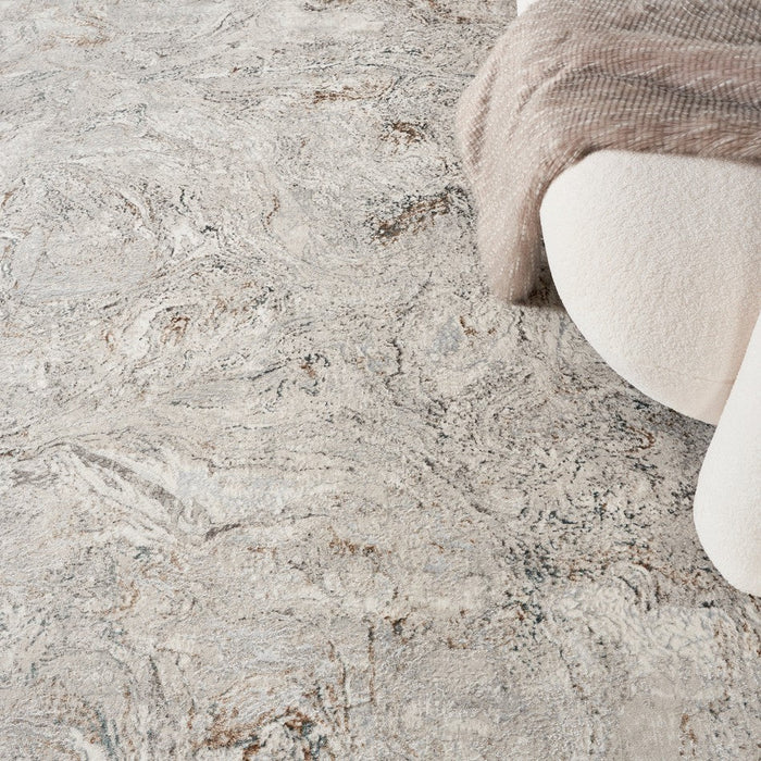 Glitz GLZ20 Modern Abstract Swirl Distressed Metallic Shimmer Hi-Low Textured Soft-Touch Polyester Grey/Multicolour Runner