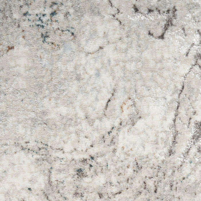 Glitz GLZ20 Modern Abstract Swirl Distressed Metallic Shimmer Hi-Low Textured Soft-Touch Polyester Grey/Multicolour Runner