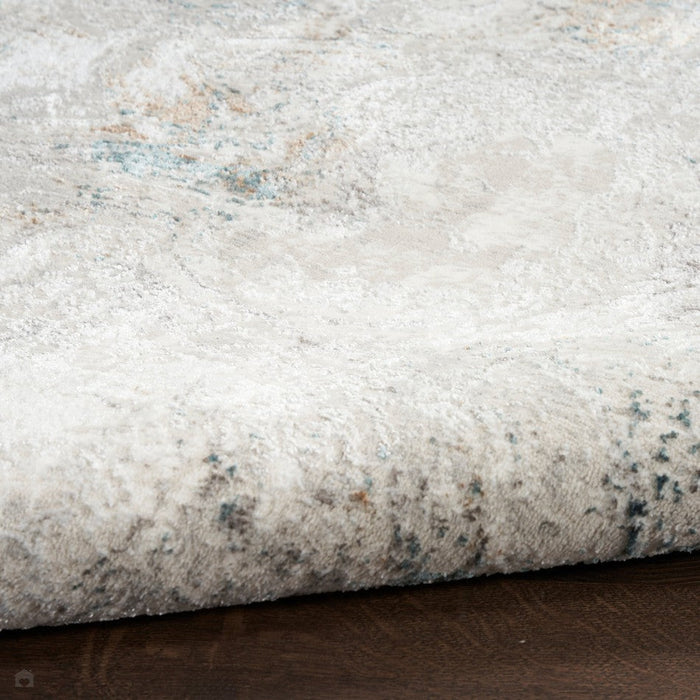 Glitz GLZ20 Modern Abstract Swirl Distressed Metallic Shimmer Hi-Low Textured Soft-Touch Polyester Grey/Multicolour Runner